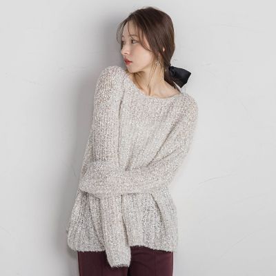 モヘヤ混リボンヤーンニュアンスニット≪手洗い可能≫