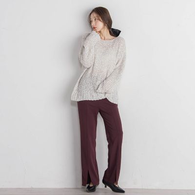 モヘヤ混リボンヤーンニュアンスニット≪手洗い可能≫