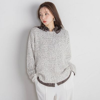 モヘヤ混リボンヤーンニュアンスニット≪手洗い可能≫