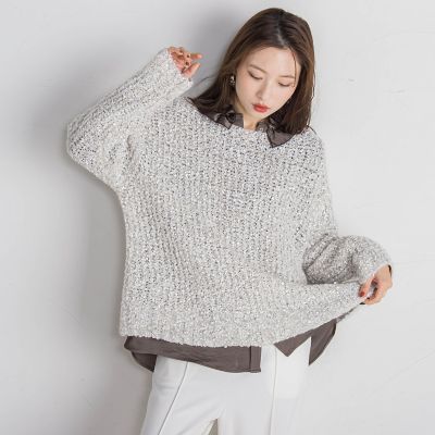 モヘヤ混リボンヤーンニュアンスニット≪手洗い可能≫