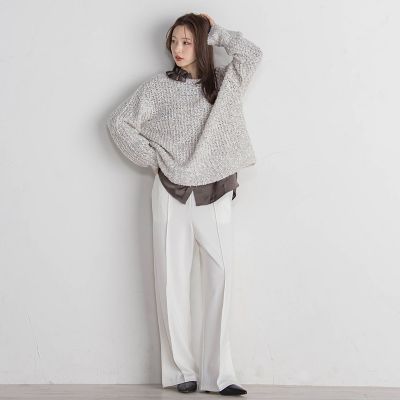 モヘヤ混リボンヤーンニュアンスニット≪手洗い可能≫