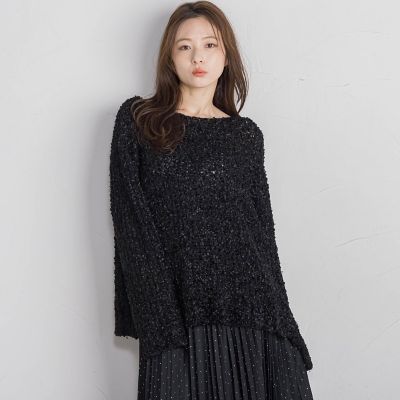 モヘヤ混リボンヤーンニュアンスニット≪手洗い可能≫