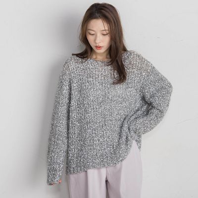 モヘヤ混リボンヤーンニュアンスニット≪手洗い可能≫