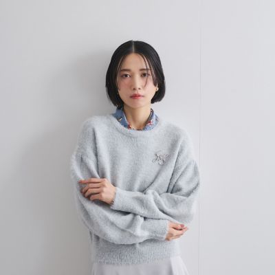 豊富なギフト スパンコールフェザーニットトップス≪手洗い可能≫ | QUEENS トップス