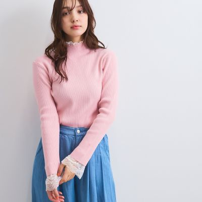 レースキリカエリブニットトップス≪手洗い可能≫ | QUEENS