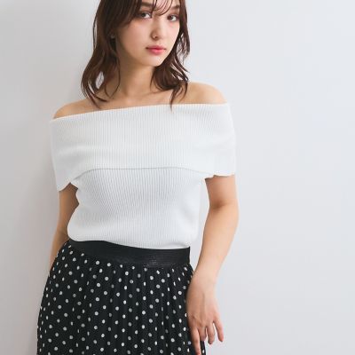 リブニットオフショルプルオーバー≪手洗い可能≫