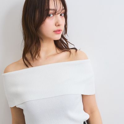 リブニットオフショルプルオーバー≪手洗い可能≫