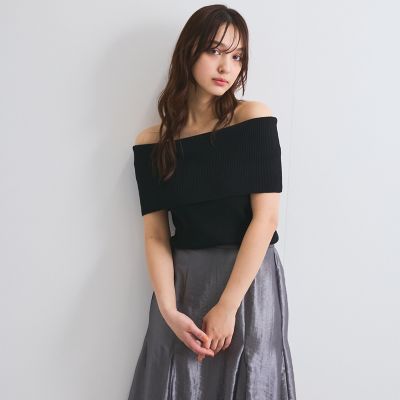 リブニットオフショルプルオーバー≪手洗い可能≫