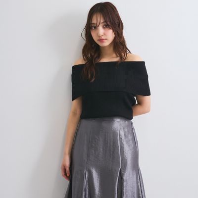 リブニットオフショルプルオーバー≪手洗い可能≫