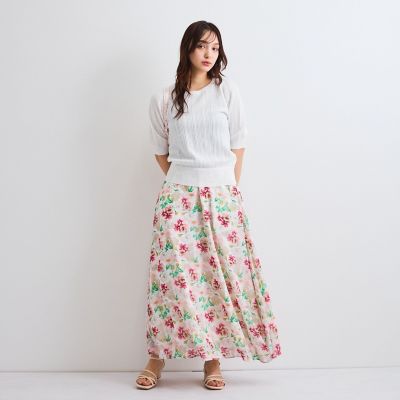 透かし編みパフスリーブニット≪手洗い可能≫