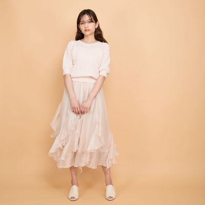 透かし編みパフスリーブニット≪手洗い可能≫ | QUEENS COURT