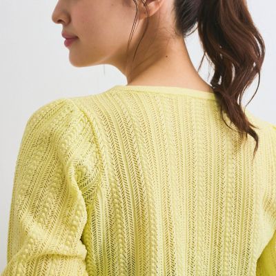透かし編みパフスリーブニット≪手洗い可能≫