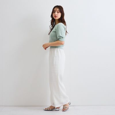 透かし編みパフスリーブニット≪手洗い可能≫