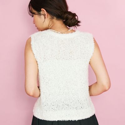 蝶々ヤーンニットベスト≪手洗い可能≫