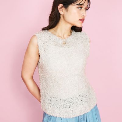 蝶々ヤーンニットベスト≪手洗い可能≫