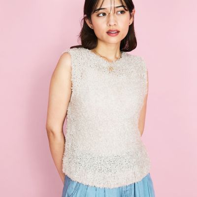 蝶々ヤーンニットベスト≪手洗い可能≫