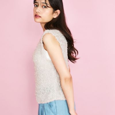 蝶々ヤーンニットベスト≪手洗い可能≫