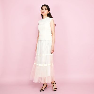 ビスチェ風切替えニットノースリトップス≪手洗い可能≫