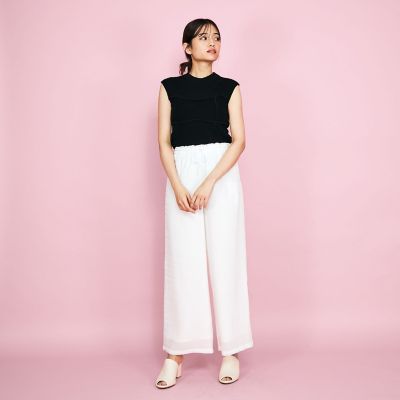 ビスチェ風切替えニットノースリトップス≪手洗い可能≫