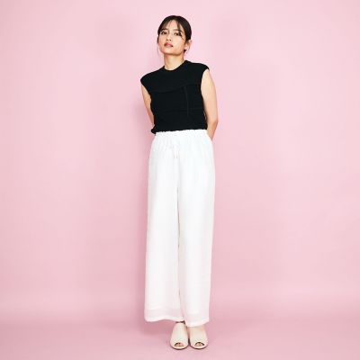 ビスチェ風切替えニットノースリトップス≪手洗い可能≫