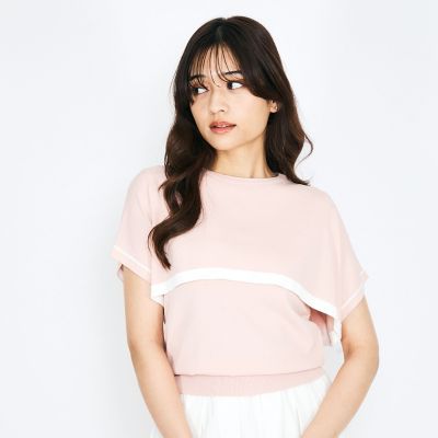 ＜QUEENS COURT（Women）＞ケープレイヤードニットトップス≪手洗い可能≫
