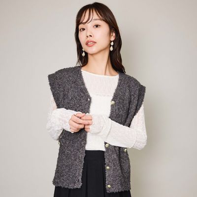 ＜QUEENS COURT（Women）＞リボンヤーンスポンディッシュベスト≪手洗い可能≫