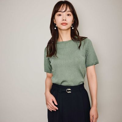 【SALE】QUEENS COURT（Women）/クイーンズコート ブライトワイドリブニット&#8810;手洗い可能&#8811; 09グリーン トップス【三越伊勢丹/公式】