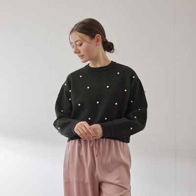 ＜QUEENS COURT（Women）＞パールドットニットプルオーバー≪手洗い可能≫