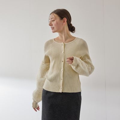 フラワーチュールスリーブカーディガン≪手洗い可能≫ | QUEENS COURT