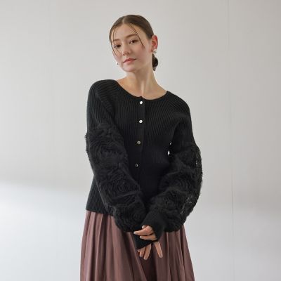 フラワーチュールスリーブカーディガン≪手洗い可能≫ | QUEENS COURT