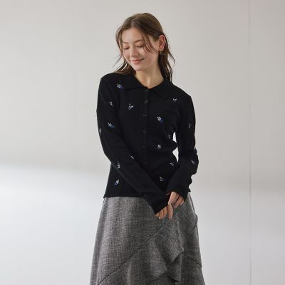 ＜QUEENS COURT（Women）＞フラワーシシュウニットプルオーバー≪手洗い可能≫