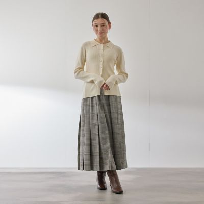 くるみボタンポロニットカーディガン≪手洗い可能≫ | QUEENS COURT