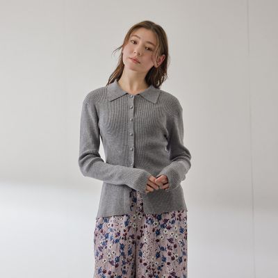 くるみボタンポロニットカーディガン≪手洗い可能≫ | QUEENS COURT