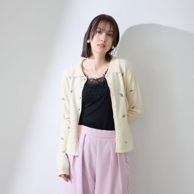 フラワー刺繍ポロニットトップス | QUEENS COURT (Women)/クイーンズ