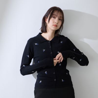 フラワー刺繍ポロニットトップス | QUEENS COURT (Women)/クイーンズ