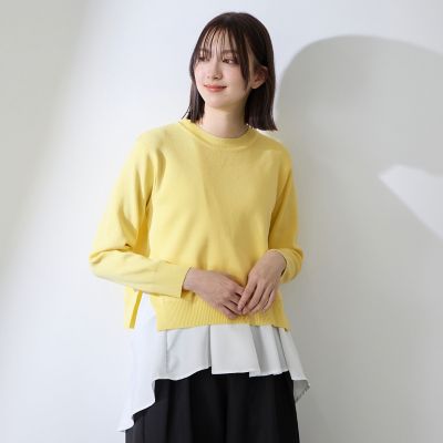 ＜QUEENS COURT（Women）＞サイドスリットニット×ペプラムヘムインナーＳＥＴ