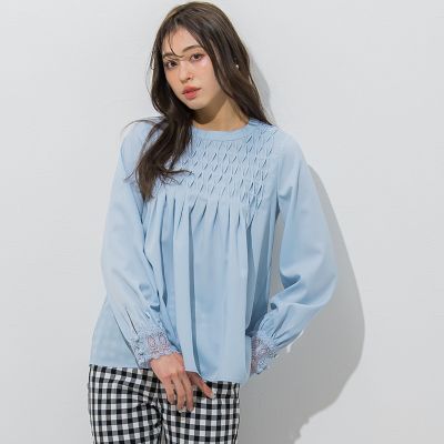 ＜QUEENS COURT（Women）＞袖口レースブラウス《手洗い可能》