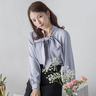 ＜QUEENS COURT（Women）＞ボウタイブラウス≪洗濯機で洗える≫
