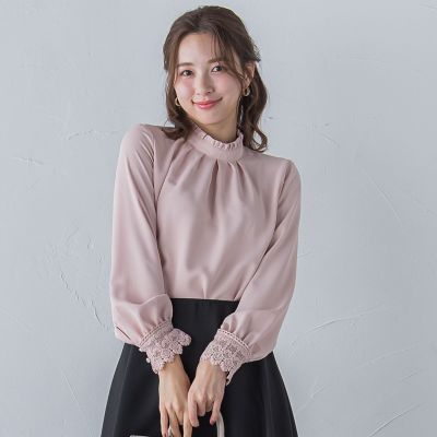 ＜QUEENS COURT（Women）＞袖口レースブラウス≪洗濯機で洗える≫