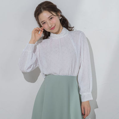 ＜QUEENS COURT（Women）＞ラメサッカーブラウス≪手洗い可能≫