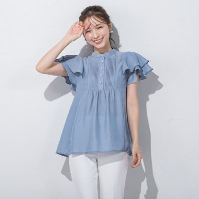 ＜QUEENS COURT（Women）＞ドット刺繍ピンタックブラウス≪洗濯機で洗える≫
