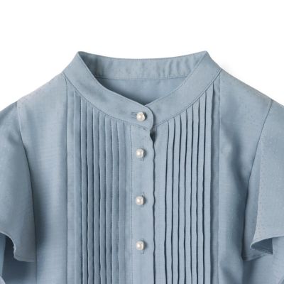 ドット刺繍ピンタックブラウス≪洗濯機で洗える≫