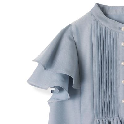 ドット刺繍ピンタックブラウス≪洗濯機で洗える≫