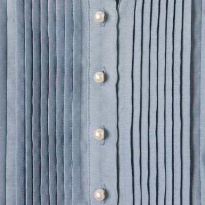 ドット刺繍ピンタックブラウス≪洗濯機で洗える≫