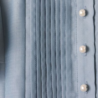 ドット刺繍ピンタックブラウス≪洗濯機で洗える≫