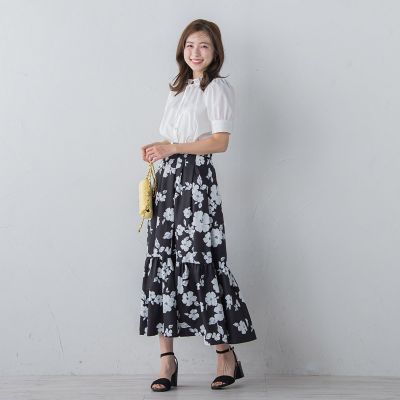 フリルネックリボンブラウス≪洗濯機で洗える≫