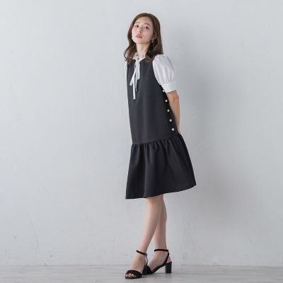 フリルネックリボンブラウス≪洗濯機で洗える≫