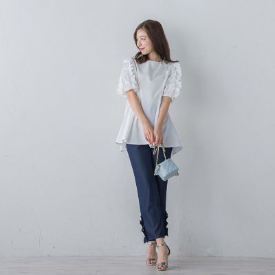 袖フリルチュニックブラウス≪洗濯機で洗える≫