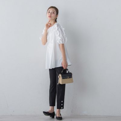 袖フリルチュニックブラウス≪洗濯機で洗える≫