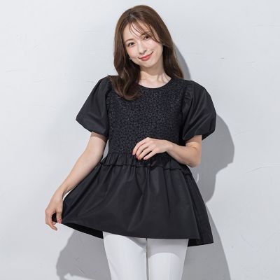 ＜QUEENS COURT（Women）＞フラワー刺繍ドッキングチュニック≪手洗い可能≫